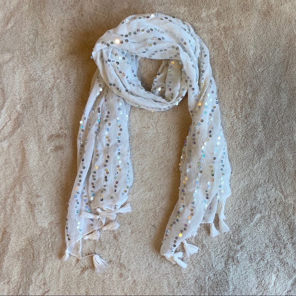 Justice White Sequin Scarf